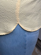 Textured Ruffle Sleeve V-Neck Blouse