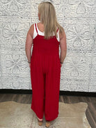Textured Wide Leg Sleeveless Jumpsuit