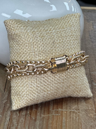 gold layered bracelet, triple strand bracelet, magnetic clasp bracelet, gold dipped jewelry, anti tarnish bracelet, statement chain bracelet