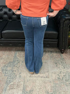 tummy tuck jeans, bootcut jeans, high rise denim, slimming jeans, side panel jeans, stretch bootcut denim, shaping jeans, women’s boutique denim, flattering fit jeans, tummy control bootcut