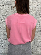 white waffle knit top, pink waffle knit top, colorblock cap sleeve shirt, textured cotton blend top, boutique casual top, lightweight summer top