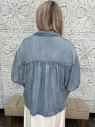 Washed Chambray Button Down Top