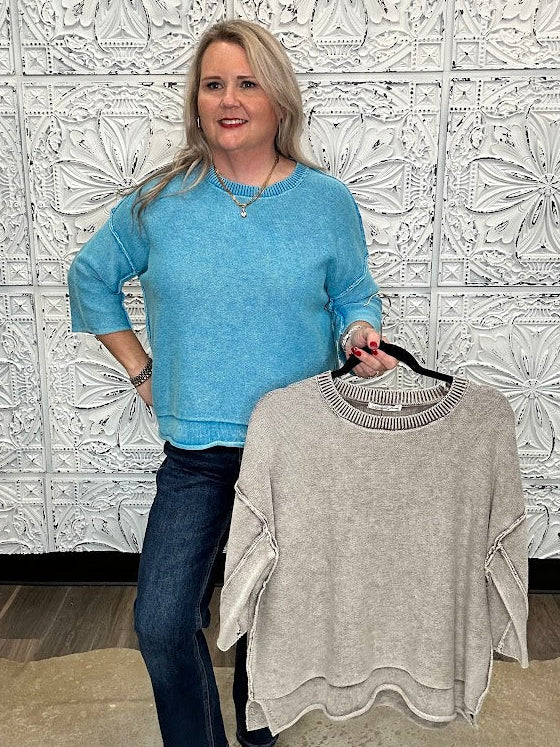 Washed Cotton Boxy Sweater