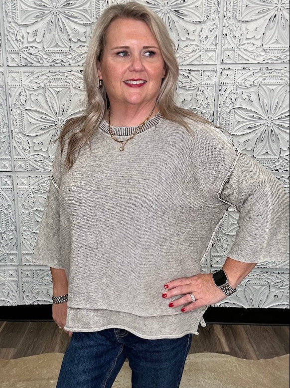 Washed Cotton Boxy Sweater