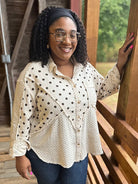 Washed Cotton Gauze Mixed Polka Dot Shirt