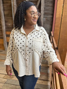Washed Cotton Gauze Mixed Polka Dot Shirt