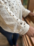 Washed Cotton Gauze Mixed Polka Dot Shirt