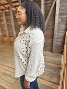 Washed Cotton Gauze Mixed Polka Dot Shirt