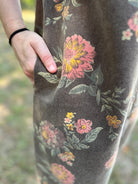 Washed Floral Denim Button-Down Dress