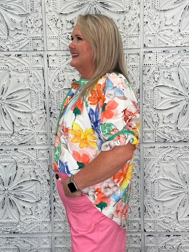 Watercolor Floral Tunic Top