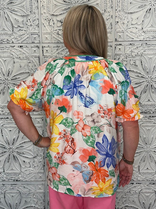 Watercolor Floral Tunic Top