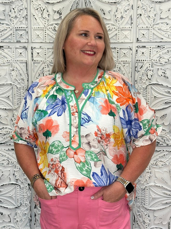Watercolor Floral Tunic Top