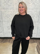 Zigzag Seam Drawstring Hem Sweatshirt