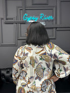 boho blouse, paisley print top, puff sleeve blouse, split neck top, flowy bohemian top, boutique blouse, lightweight blouse, fall boho fashion, women’s patterned top, chic casual blouse