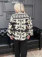 printed blouse, ruffled neck top, fringe detail blouse, women’s long sleeve blouse, boutique tops, everyday blouse, Gypsy River Apparel